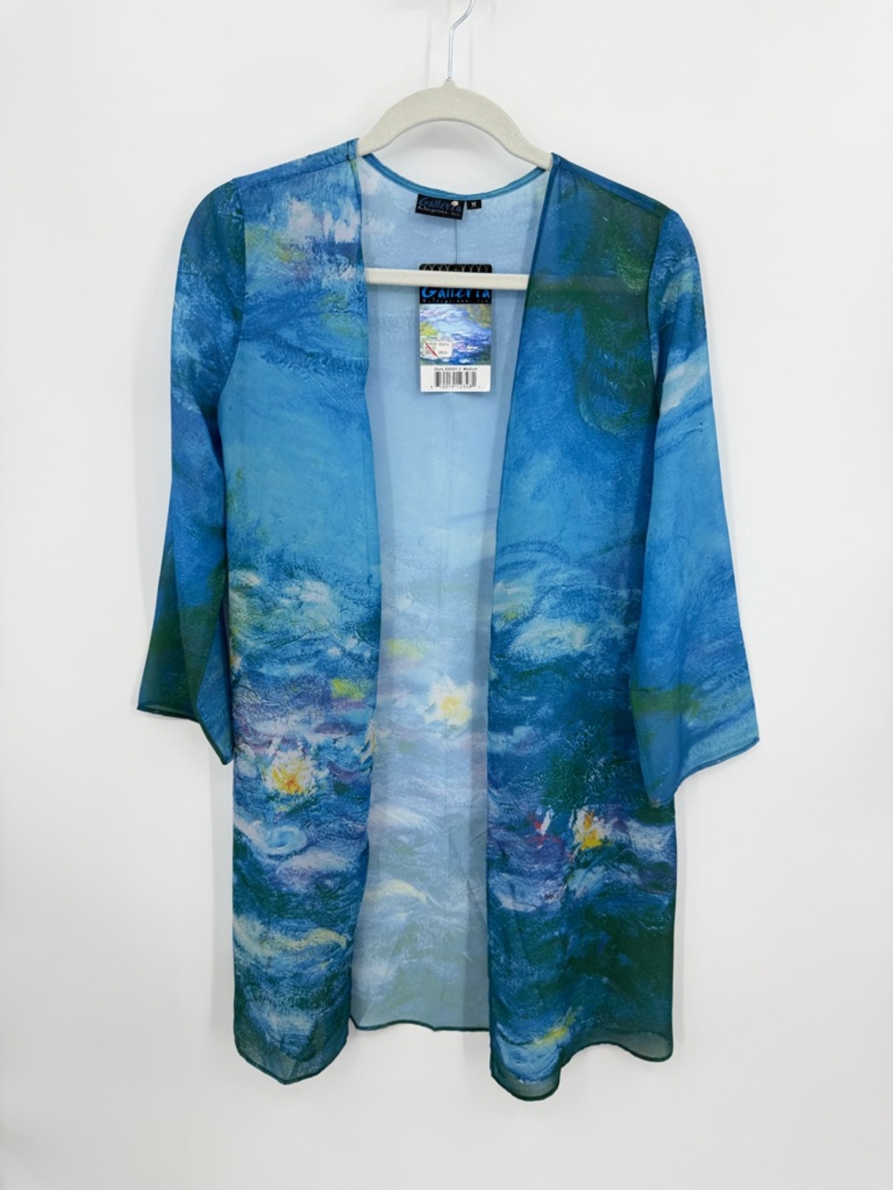 NWT Galleria Enterprises sheer cardigan "Waterlilies" Claude Monet sz M